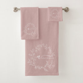 Blozend Stof Roze Moderne Script Meisjesachtige Mo Bad Handdoek