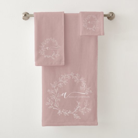 Blozend Stof Roze Moderne Script Meisjesachtige Mo Bad Handdoek (Insitu)