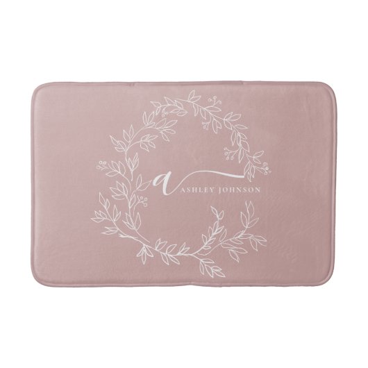 Blozend Stof Roze Moderne Script Meisjesachtige Mo Badmat (Voorkant)