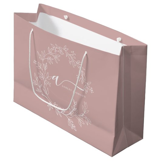 Blozend Stof Roze Moderne Script Meisjesachtige Mo Groot Cadeauzakje (Voorkant Gekanteld)
