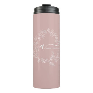 Blozend Stof Roze Moderne Script Meisjesachtige Mo Thermosbeker