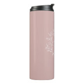 Blozend Stof Roze Moderne Script Meisjesachtige Mo Thermosbeker (Gedraaid links)