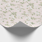 Blozend witte bloemige bruiloftsborrel cadeaupapier (Hoek)