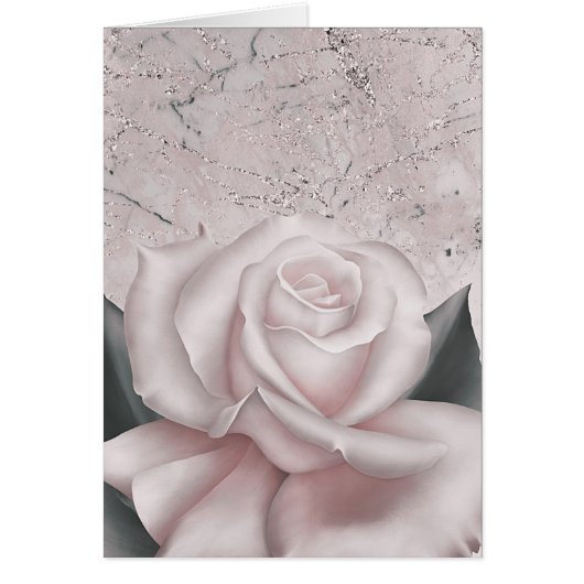 Blozend Witte Roos Glam Moderne Marmer Shabby Chic (Voorkant)