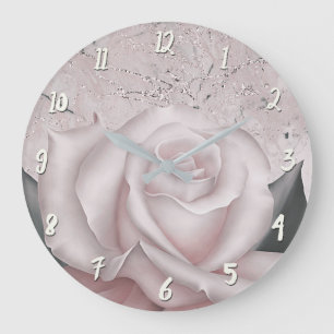Blozend Witte Roos Glam Moderne Marmer Shabby Chic Grote Klok