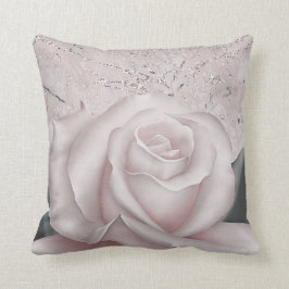 Blozend witte roos glam moderne marmeren shabby ch kussen