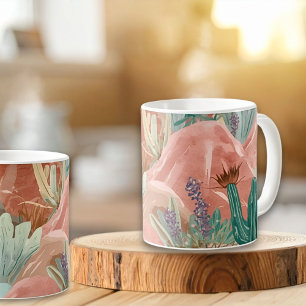 Blozend woestijnbloem-watercolorlandschap koffiemok
