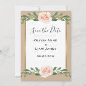 Blozende Beige Bloemrijke Elegante Script Gouden B Save The Date (Voorkant)