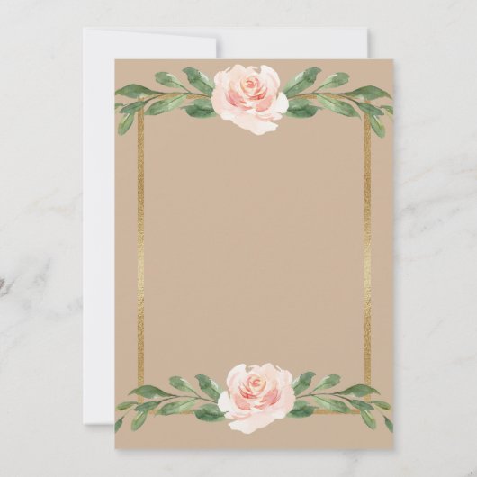 Blozende Beige Bloemrijke Elegante Script Gouden B Save The Date (Achterkant)