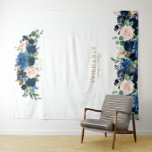 Blozende blauwe bloemen verjaardag Photo Booth Pro Wandkleed (In Situ (horizontaal))