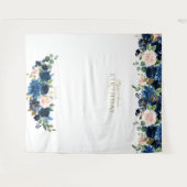 Blozende blauwe bloemen verjaardag Photo Booth Pro Wandkleed (Voorkant (horizontaal))