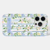 Blozende Blauwe Bloemenschildering Gestreepte Pers Case-Mate iPhone Case (Achterkant (horizontaal))
