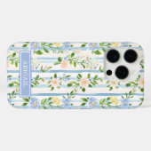 Blozende Blauwe Bloemenschildering Gestreepte Pers Case-Mate iPhone Case (Achterkant (horizontaal))