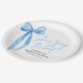 Blozende Blauwe Strik Ze Gaat Trouwen Bruidsfeestj Papieren Bordje (Gekanteld)