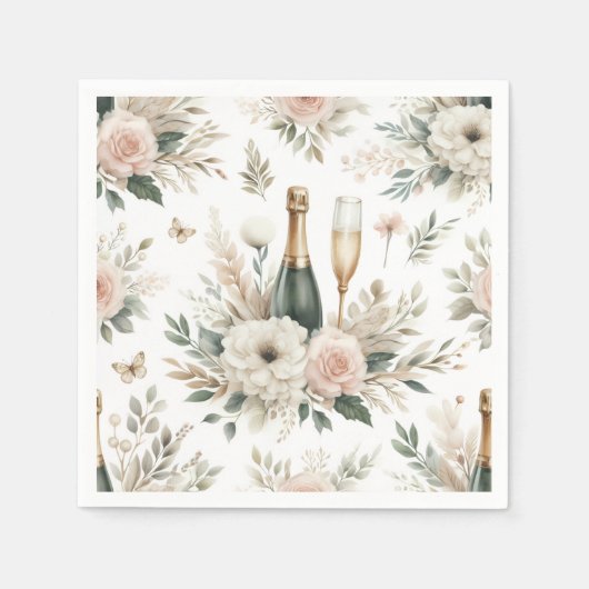 Blozende Bloem Champagne Servetten (Voorkant)