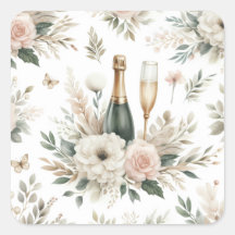 Blozende Bloem Champagne Stickers