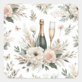 Blozende Bloem Champagne Stickers