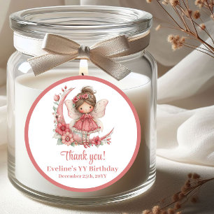 Blozende Bloem Fee Cute Meisje Verjaardagsstickers Ronde Sticker
