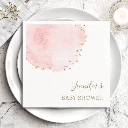 Blozende bloem goud glitters stippen baby shower servet