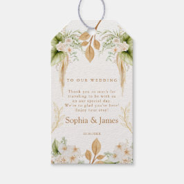 Blozende bloem gouden geometrische bruiloft cadeaulabel