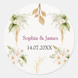 Blozende bloem gouden geometrische bruiloft ronde sticker