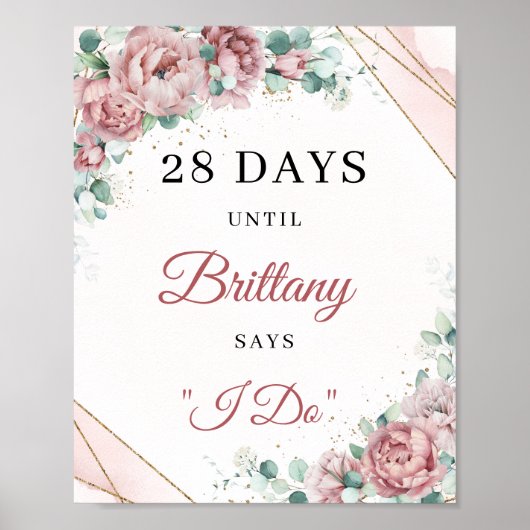 Blozende bloem gouden lijst eucalyptus countdown b poster (Voorkant)