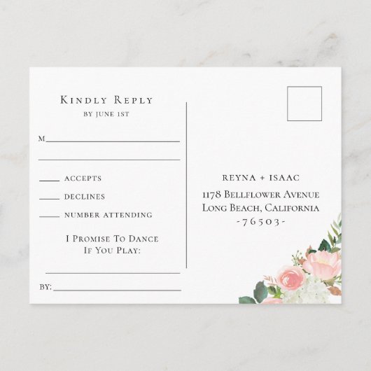 Blozende bloem kader trouw RSVP nummer verzoek Uitnodiging Briefkaart (Achterkant)