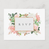 Blozende bloem kader trouw RSVP nummer verzoek Uitnodiging Briefkaart (Voorkant)