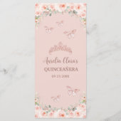 Blozende bloem roos gouden Quinceanera verjaardags Programmakaart (Achterkant)