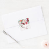Blozende bloem waterverf boho pioenroos bedankt vierkante sticker (Envelop)