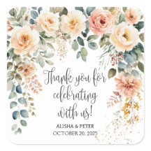 Blozende bloem waterverf plat dankjewel