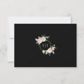 Blozende bloem zwarte bruiloft simpele RSVP kaart (Achterkant)