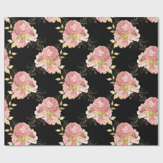 Blozende bloem zwarte & gouden romantische cadeauv cadeaupapier