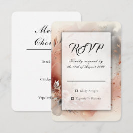 Blozende Bloemblaadjes en Zilveren Krullen Bruilof RSVP Kaartje