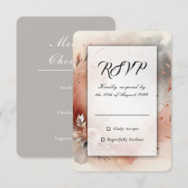 Blozende Bloemblaadjes en Zilveren Krullen Bruilof RSVP Kaartje