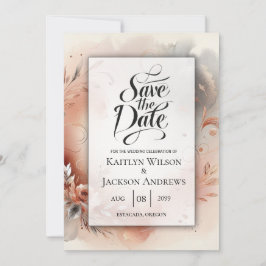 Blozende Bloemblaadjes en Zilveren Krullen Bruilof Save The Date