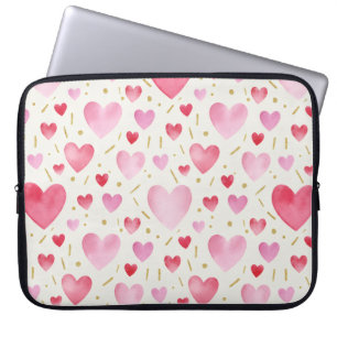 Blozende Bloemblad Waterverf Hartjes Laptop Sleeve