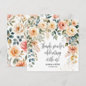 Blozende Bloemen Aquarel Plat Bedankkaart (Voorkant / Achterkant)