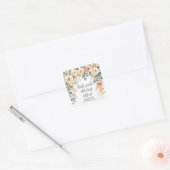 Blozende Bloemen Aquarel Plat Bedankt Vierkante Sticker (Envelop)