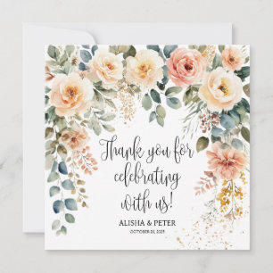 Blozende Bloemen Aquarel Platte Bedankkaart