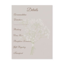 Blozende bloemen bruiloft details, gast informatie