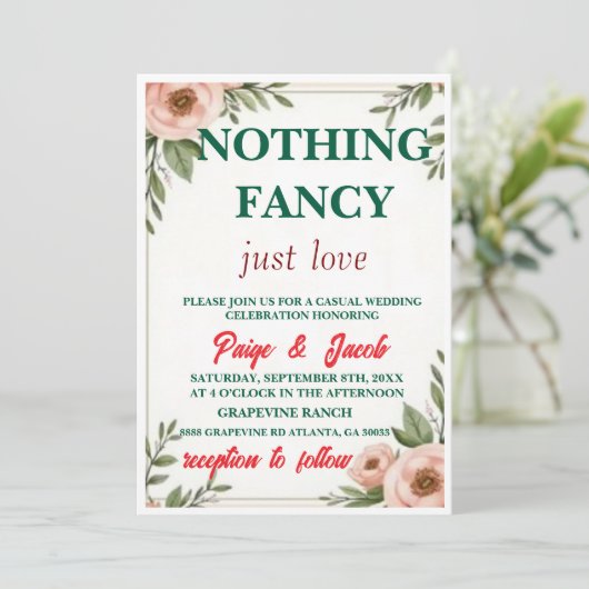 Blozende Bloemen Bruiloft Uitnodiging Template – E (Staand voorkant)