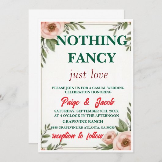 Blozende Bloemen Bruiloft Uitnodiging Template – E (Voorkant / Achterkant)