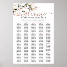 Blozende bloemen bruiloft zitplaatsenkaart poster