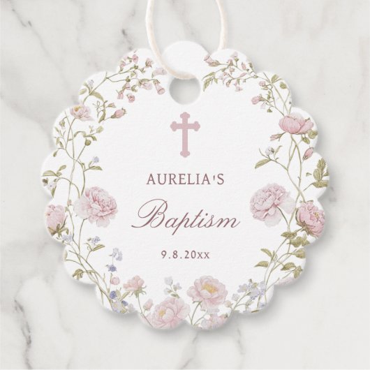 Blozende Bloemen Doop Bedankjes Labels (Voorkant)