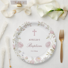 Blozende Bloemen Doop Papieren Bordje
