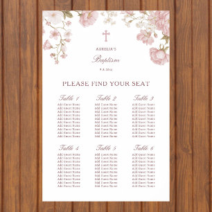 Blozende Bloemen Doop Stoelenkaart Poster