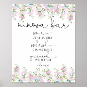 Blozende bloemen en groen Mimosa Bar bord Poster