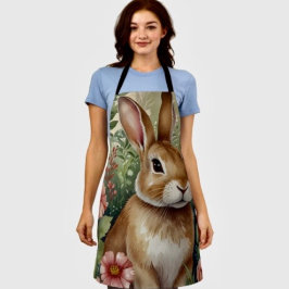 Blozende Bloemen en Konijnendromen All-Over Print Schort