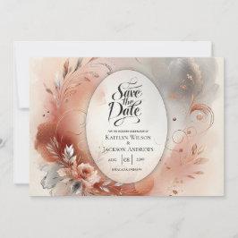 Blozende Bloemen en Zilveren Krullen Bruiloft Save The Date